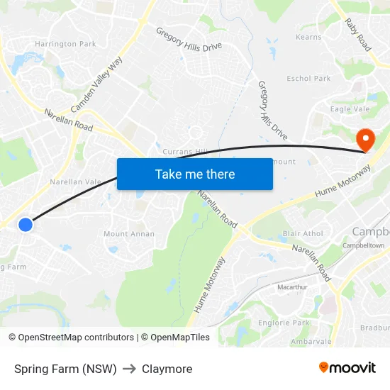 Spring Farm (NSW) to Claymore map