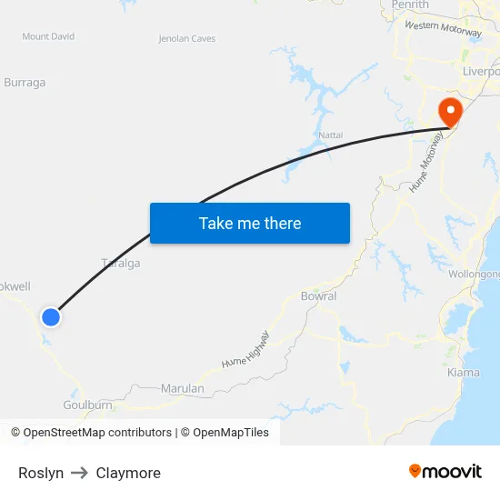 Roslyn to Claymore map