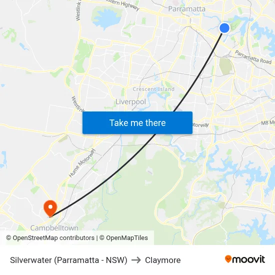 Silverwater (Parramatta - NSW) to Claymore map