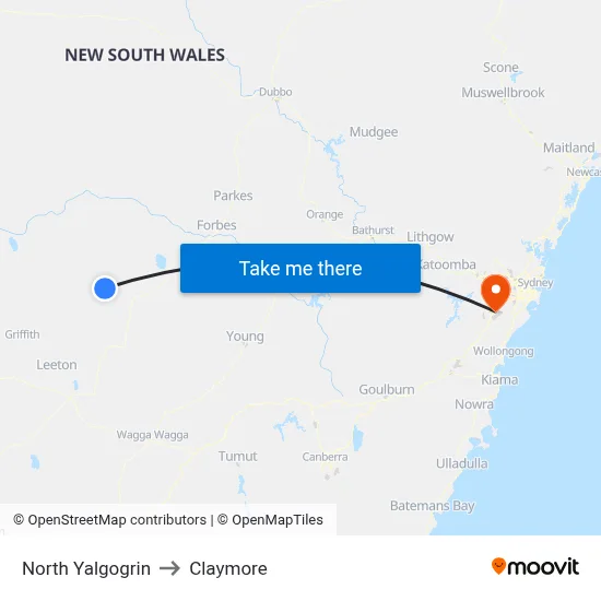 North Yalgogrin to Claymore map