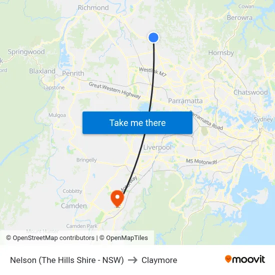 Nelson (The Hills Shire - NSW) to Claymore map