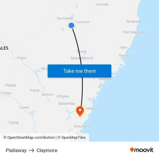 Piallaway to Claymore map