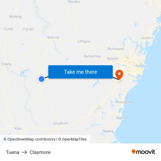 Tuena to Claymore map