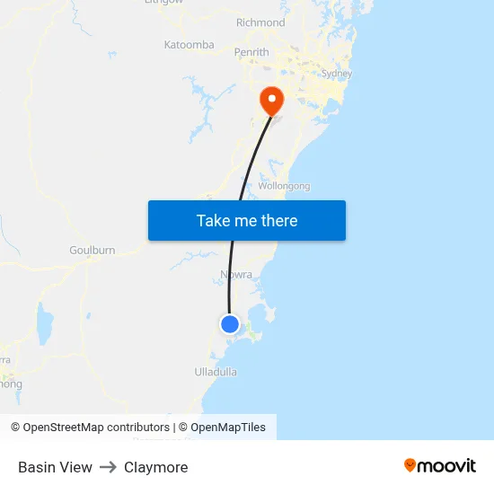 Basin View to Claymore map