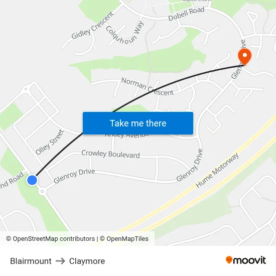 Blairmount to Claymore map