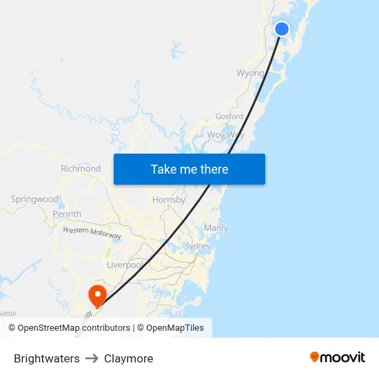 Brightwaters to Claymore map