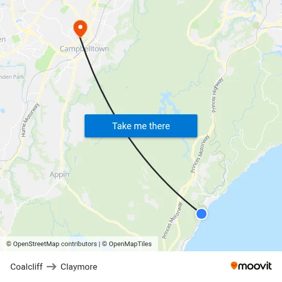Coalcliff to Claymore map