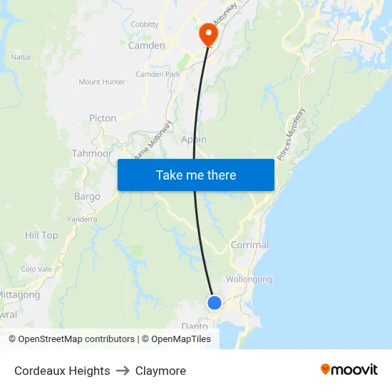 Cordeaux Heights to Claymore map