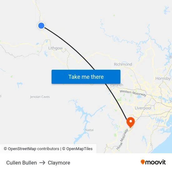 Cullen Bullen to Claymore map