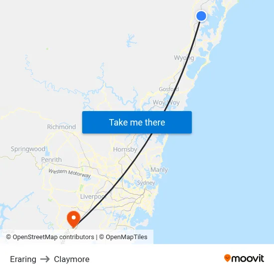 Eraring to Claymore map