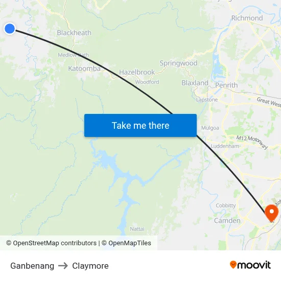 Ganbenang to Claymore map