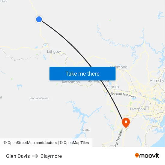 Glen Davis to Claymore map