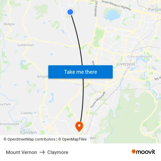 Mount Vernon to Claymore map