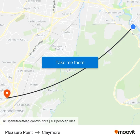 Pleasure Point to Claymore map