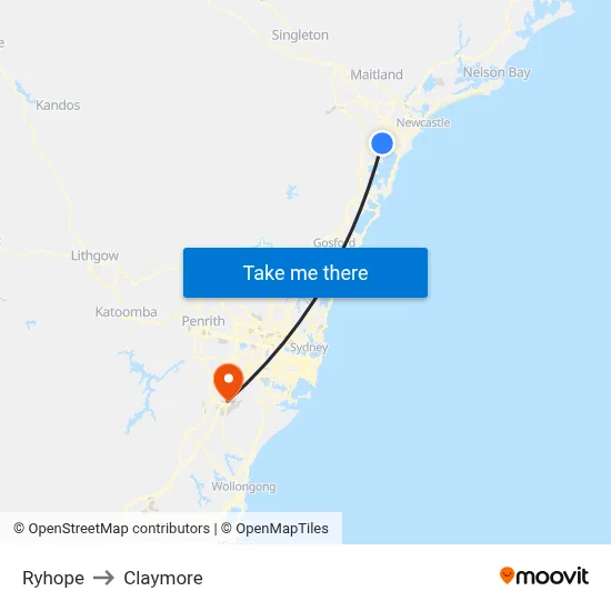 Ryhope to Claymore map