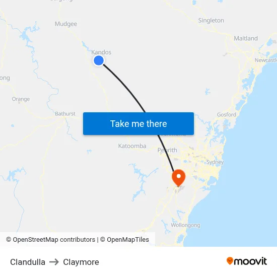 Clandulla to Claymore map