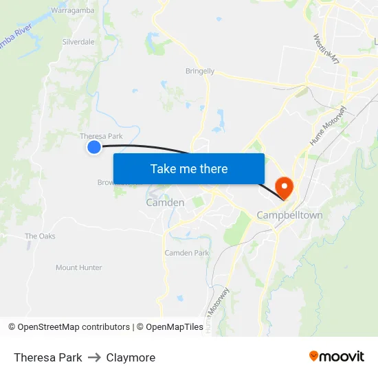 Theresa Park to Claymore map