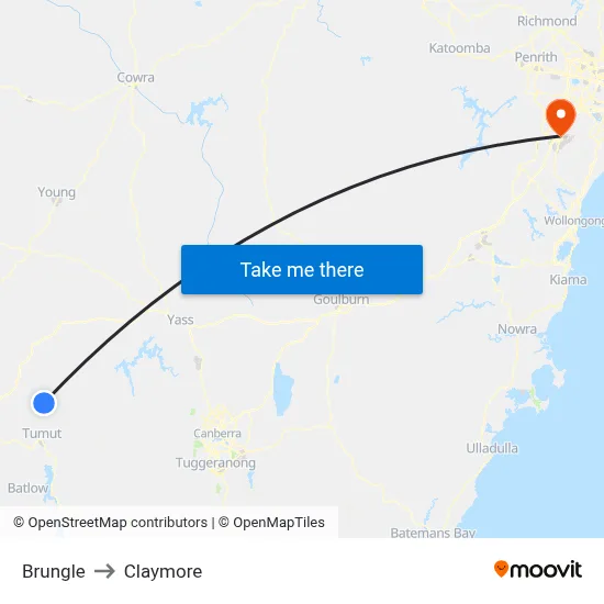 Brungle to Claymore map