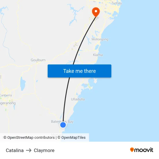 Catalina to Claymore map