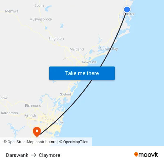 Darawank to Claymore map