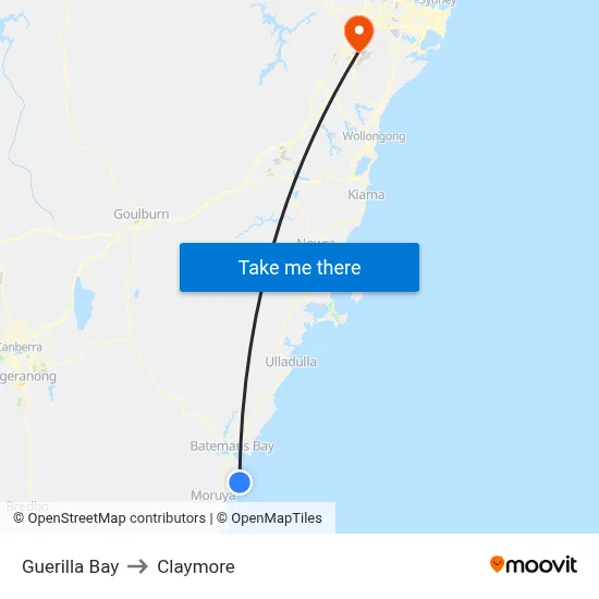 Guerilla Bay to Claymore map