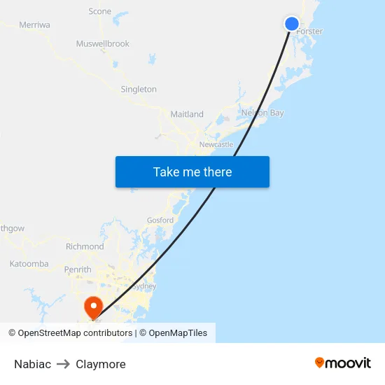 Nabiac to Claymore map