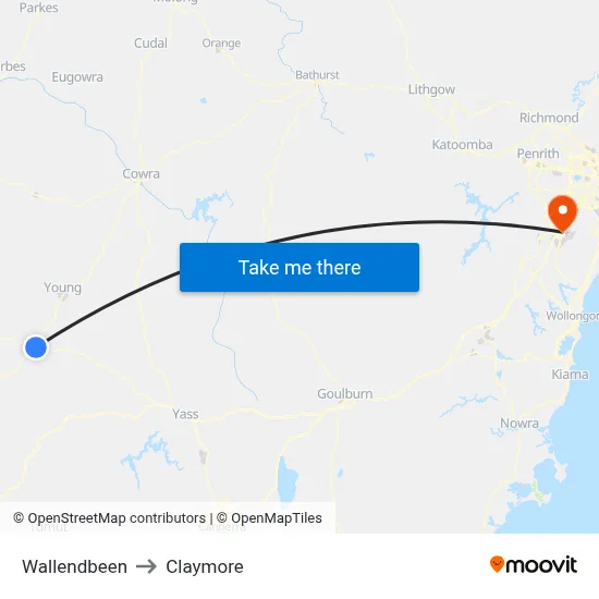 Wallendbeen to Claymore map
