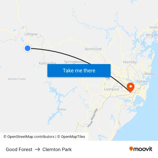 Good Forest to Clemton Park map