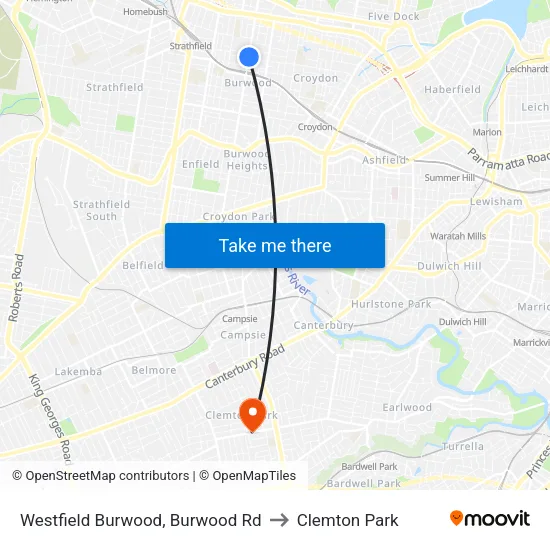 Westfield Burwood, Burwood Rd to Clemton Park map