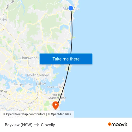 Bayview (NSW) to Clovelly map