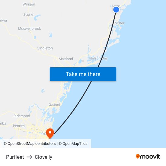 Purfleet to Clovelly map