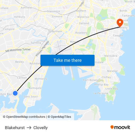 Blakehurst to Clovelly map