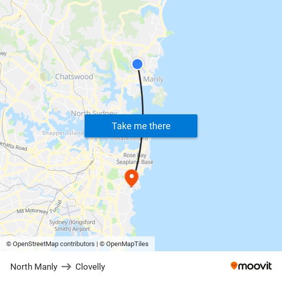 North Manly to Clovelly map