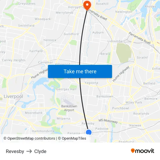 Revesby to Clyde map