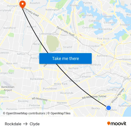 Rockdale to Clyde map
