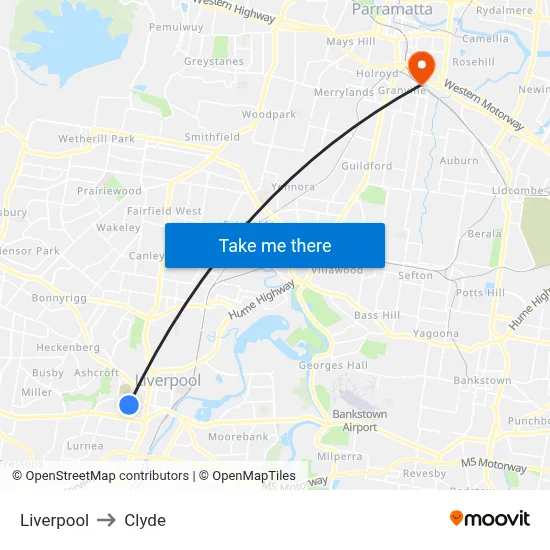Liverpool to Clyde map