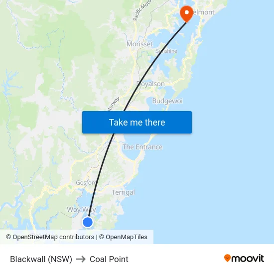 Blackwall (NSW) to Coal Point map