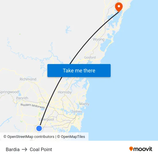 Bardia to Coal Point map