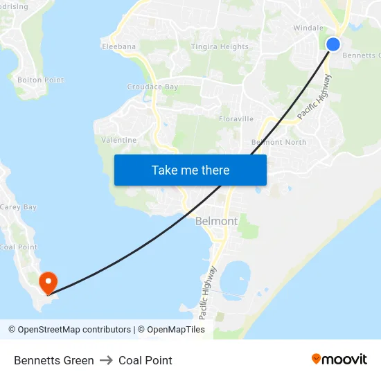Bennetts Green to Coal Point map