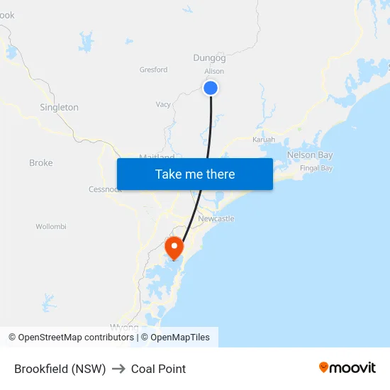 Brookfield (NSW) to Coal Point map