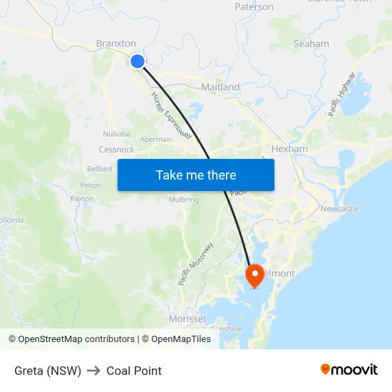 Greta (NSW) to Coal Point map