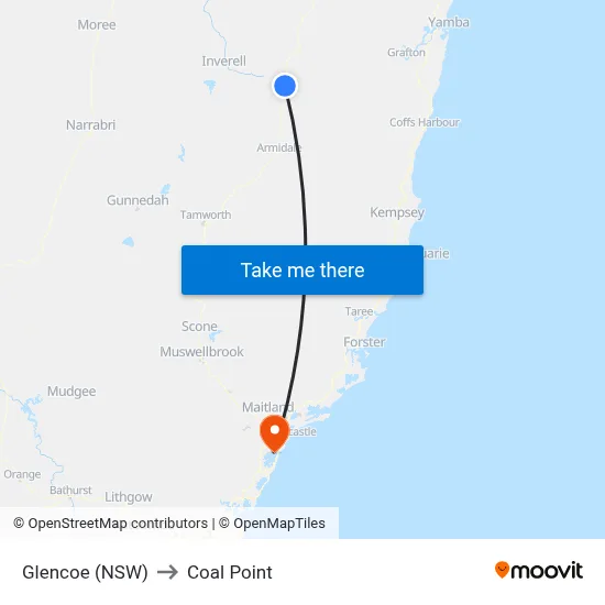 Glencoe (NSW) to Coal Point map