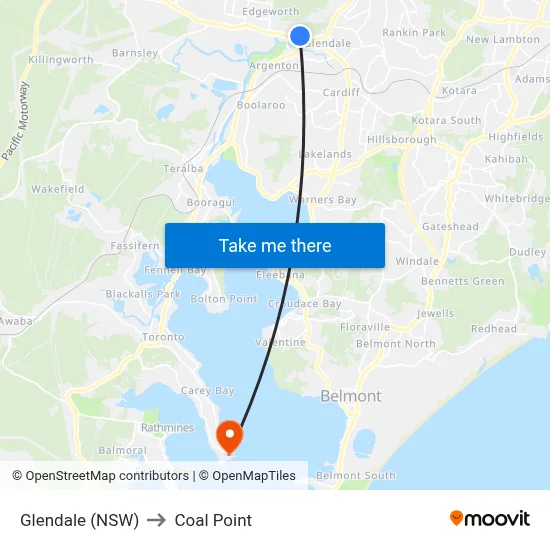 Glendale (NSW) to Coal Point map