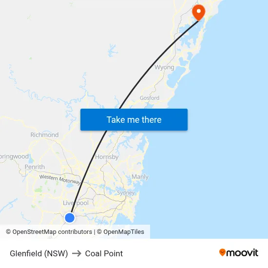 Glenfield (NSW) to Coal Point map