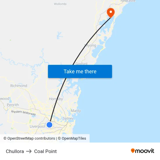 Chullora to Coal Point map