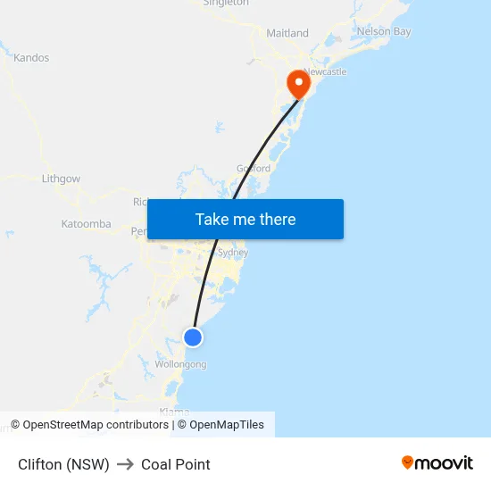 Clifton (NSW) to Coal Point map