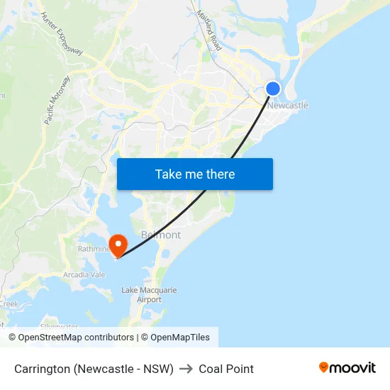 Carrington (Newcastle - NSW) to Coal Point map