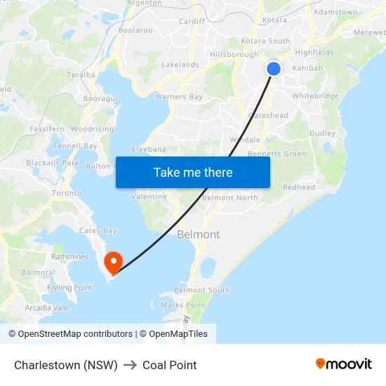 Charlestown (NSW) to Coal Point map