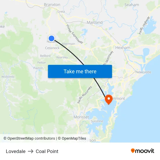 Lovedale to Coal Point map