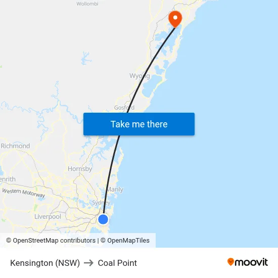 Kensington (NSW) to Coal Point map